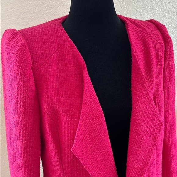 NWT $138 Express Hot Pink Blazer Business Casual Tweed Texture Jacket - Picture 6 of 10